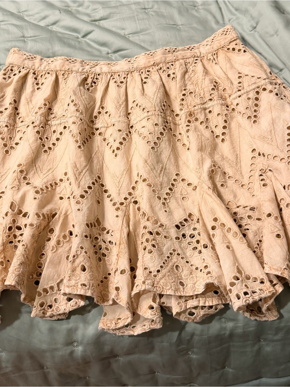 NWT Free People Eyelet Tiered Mini Skort in Beige XL